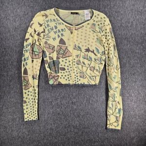 Vintage Killah Miss Sixty Zip Up Sweater Womens XS Yellow Graphic Italy Y2K